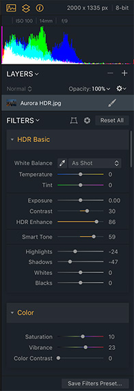 basic adjustments menu