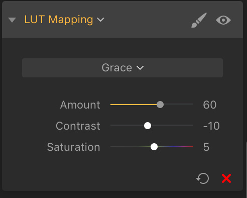 luminar lut menu