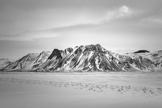 black and white mountain range