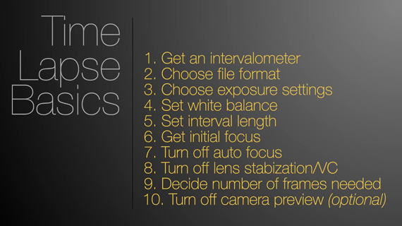 ten steps for creating a timelapse sequence