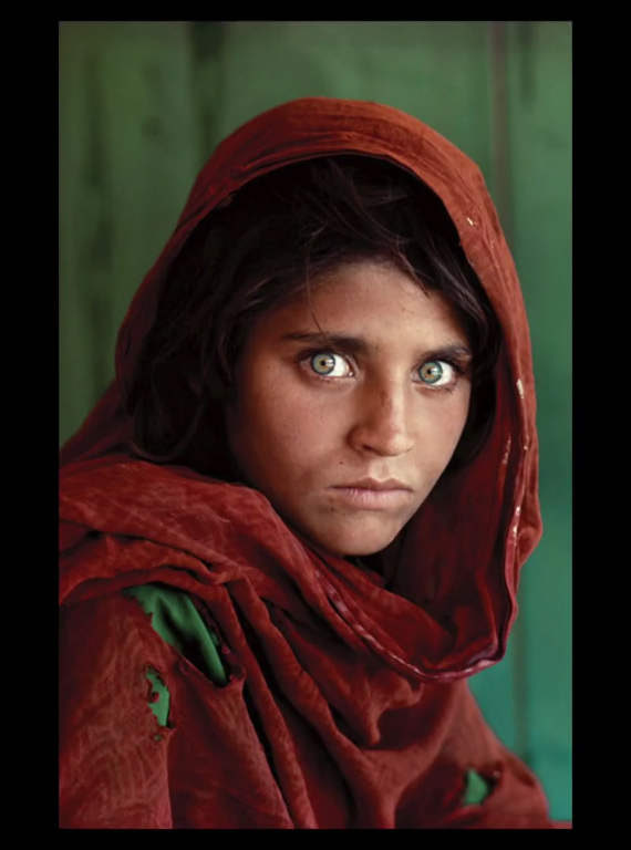 afghan girl image with minimal color palette