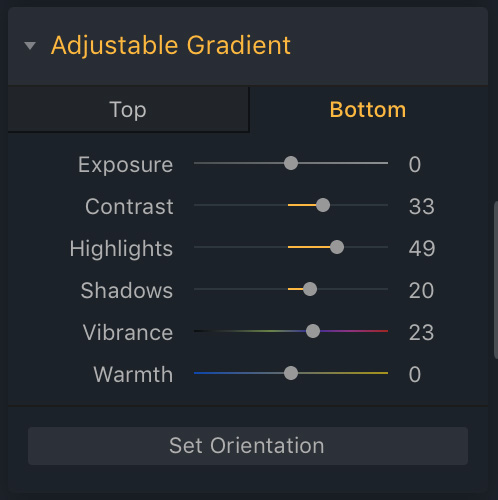 adjustable gradient menu