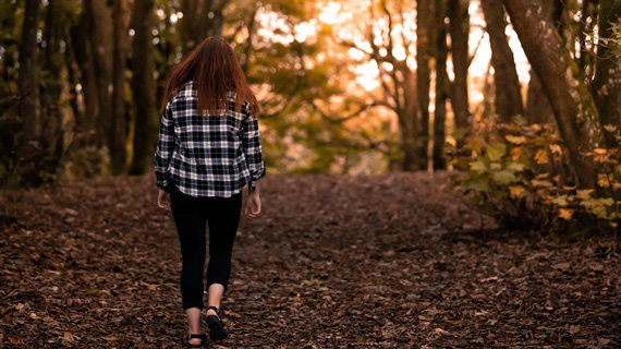 model in autumn forest