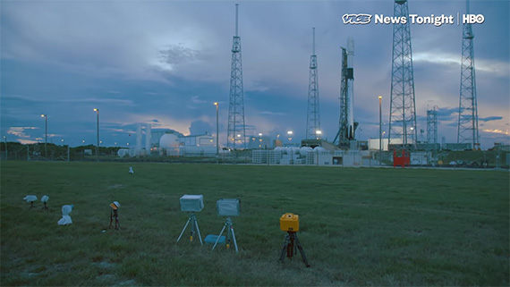 setting up to photograph a rocket launch