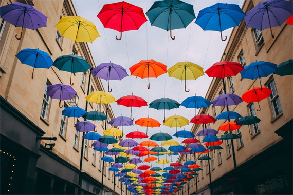 vibrant umbrella colors