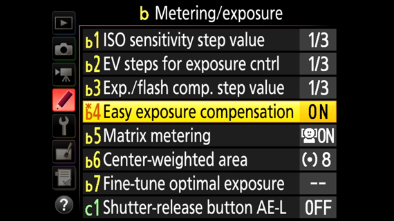 easy exposure compensation setting