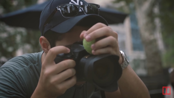 using a ball to get the dog's attention