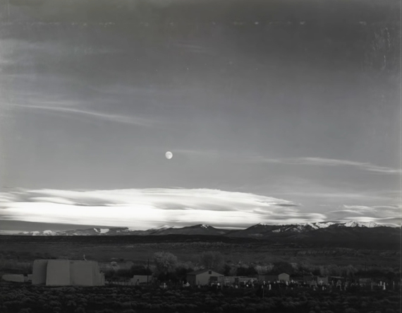 Moon rise by Ansel Adams before editing