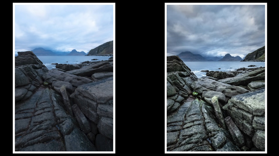 raw image before and after editing