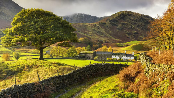 landscape image with a wall for a leading line