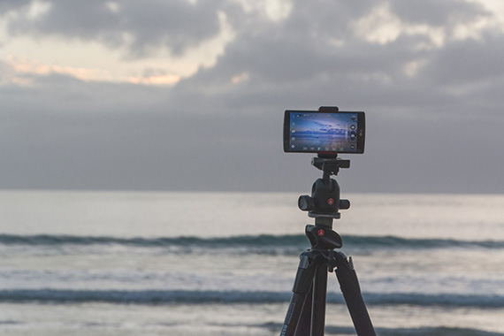 smartphone on a tripod