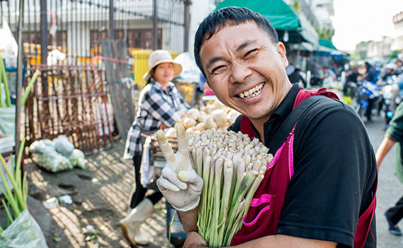 smiling man street photo