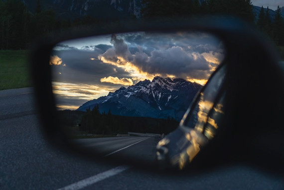 reflection of a mountain in a mirror