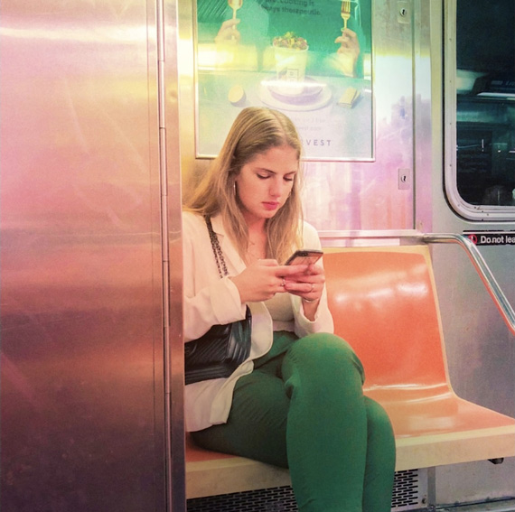 colorful image of woman on subway