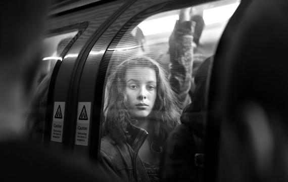 street photo of a woman in subway