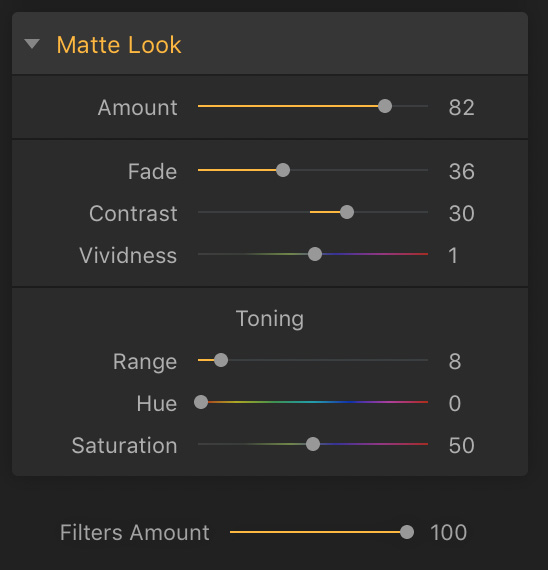 matte filter adjustments