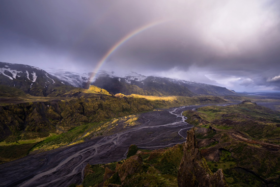 rainbow on mountain side