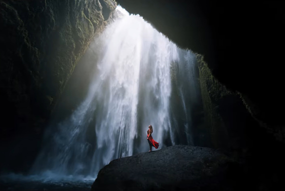 self portrait near waterfall Lizzy Gadd