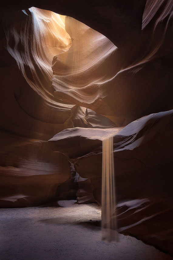 sand fall slot canyon photo