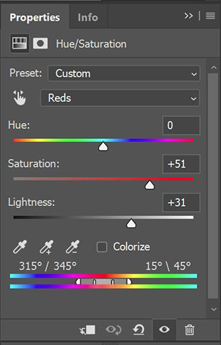 photoshop hue saturation adjustment layer