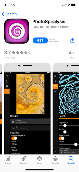 phone app for making spiral photography