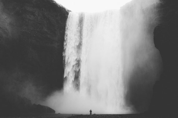 black white waterfall