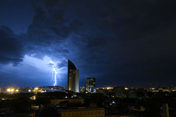 cityscape lightning