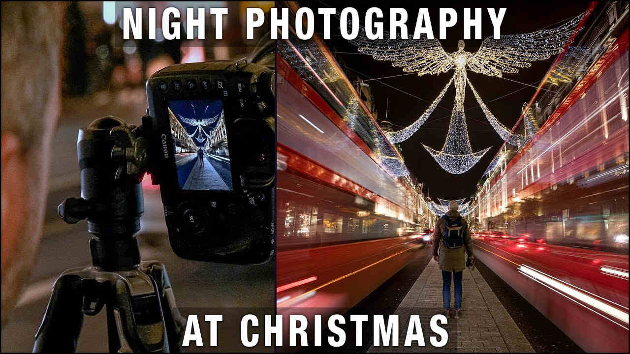 Photographing Christmas Lights at Night in a City
