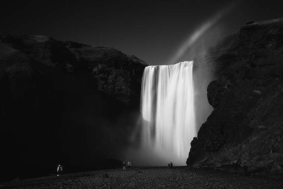 waterfall black and white