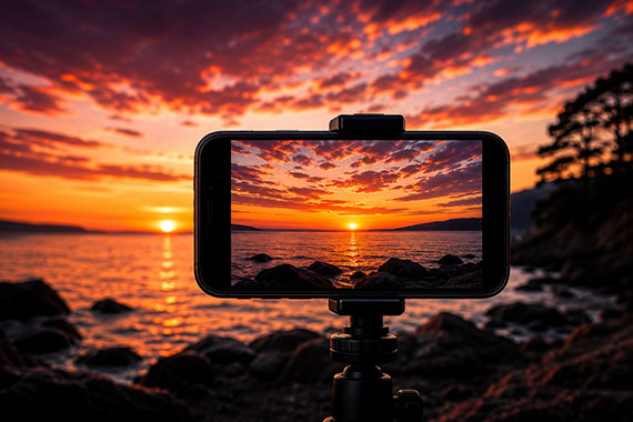 smartphone sunset